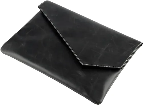 Miniatura 11 de Vintage pu cuero 13.5 "negocios embrague sobre bolsa documentos certificado portátil manga caso oficina carpeta de archivo, Verde militar