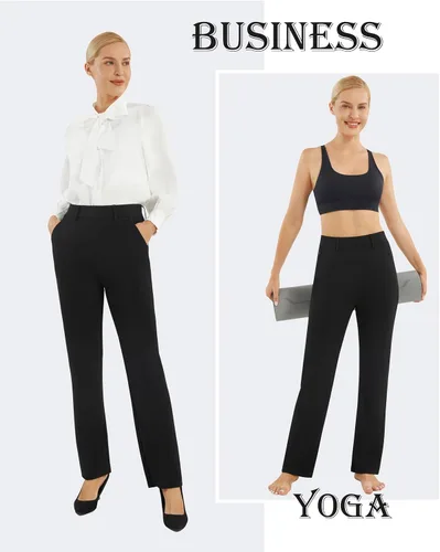 Miniatura 2 de AFITNE Pantalones de vestir para mujer de 27293133 pulgadas, pierna recta, elásticos, con bolsillos con cremallera