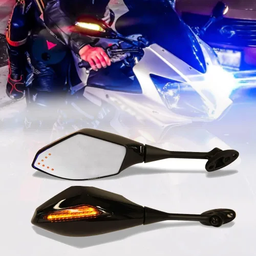 DREAMIZER Espejos retrovisores para motocicleta con luz de señal de giro integrada, espejo de manillar compatible con CBR500RR CBR600RR CBR1000RR