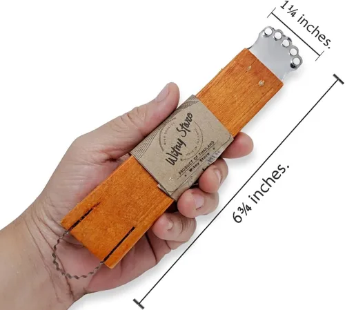 Miniatura 3 de WitnyStore Rallador de coco con mango de madera de 2 cuchillas de 6¾ pulgadas de largo, herramienta de cocina de estilo tradicional tailandés