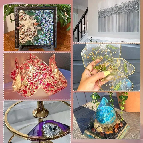 Miniatura 6 de Brillantina de vidrio triturado para manualidades con resina, chips metálicos irregulares de cristal, espolvorea con purpurina gruesa, copos