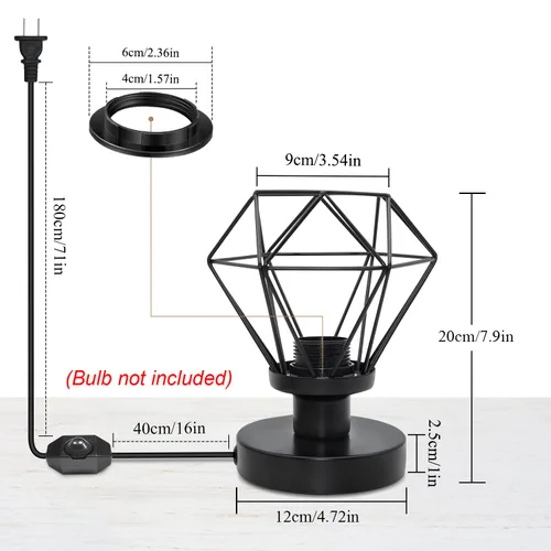 Miniatura 2 de Mini lámpara de mesa industrial, lámpara de escritorio de jaula de metal negro regulable para espacios pequeños, base de 4.7 pulgadas, se adapta a