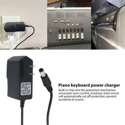 Miniatura 7 de Adaptador de 9.84 pies y 12 V, cable de alimentación para teclados Yamaha P125, P128, YDP103, YDP143, KBP1000, KBP2000, DGX660, DGX 650, MM6