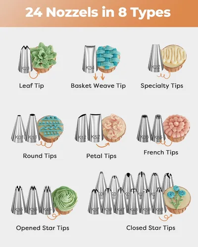 Miniatura 4 de Kootek Tocadiscos de aluminio para tartas, soporte giratorio para tartas de 12 pulgadas, 35 piezas de suministros de kit de decoración de pasteles