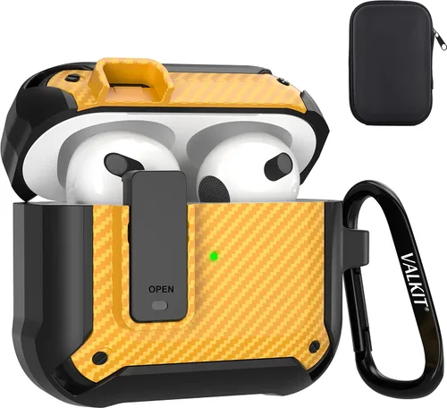 Miniatura 49 de Valkit Funda para Airpods para hombres con cerradura, funda de cuerpo completo con llavero para AirPods de Apple a prueba de golpes, funda