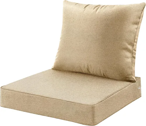Miniatura 25 de ARTPLAN Juego de 2 cojines de asiento profundo con respaldo, cojines de sofá para exteriores para todo tipo de clima, tela de poliéster, espuma