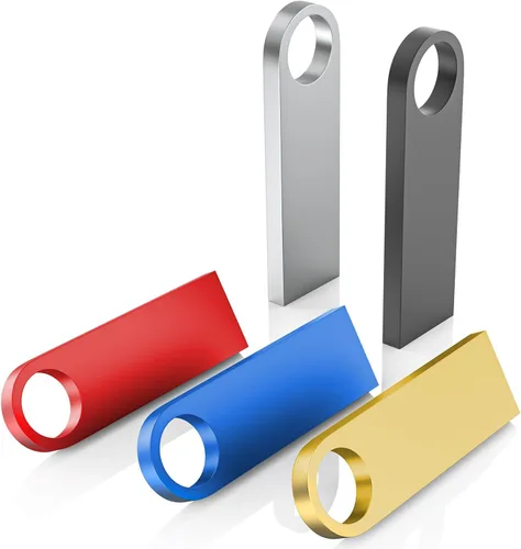 Miniatura 13 de Paquete de 5 memorias USB de 128 GB con llaveros, Wooolken memorias USB 2.0 de metal elegante para PC, computadora portátil, computadora 5 PZAS