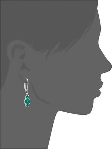Miniatura 3 de Sterling Silver Created Ruby 5mm and 3mm Three Stone July Birthstone Leverback Dangle Earrings