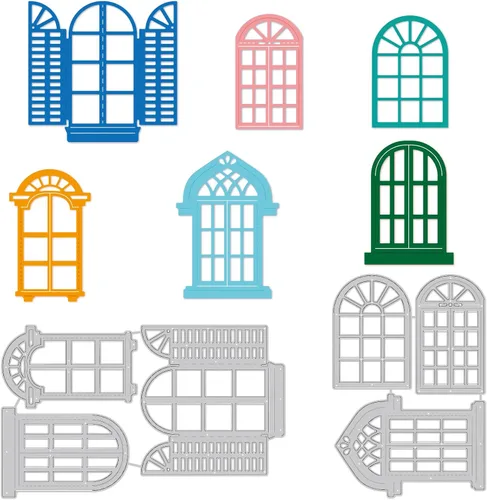 GLOBLELAND Troqueles de corte de ventana para hacer tarjetas, marco de ventana, troqueles para bricolaje, álbumes de recortes, diario, papel de
