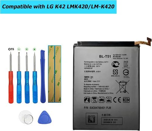 Miniatura 3 de BL-T51 - Batería de repuesto compatible con LG K42 LMK420 LM-K420 LMK420H LM-K420H LMK420E LM-K420E LMK420Y LM-K420Y con kit de herramientas
