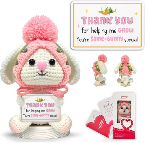 Miniatura 10 de Gossby Regalo inspirador para mujeres, ganchillo positivo de conejito, Navidad, cumpleaños, regalo de energía positiva, mamá, compañera de trabajo