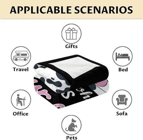 Miniatura 6 de Manta de vaca para niñas pequeñas, tamaño de regazo de 30 x 40 pulgadas, manta de felpa suave y peluda para regalo, manta negra linda para cama, sofá