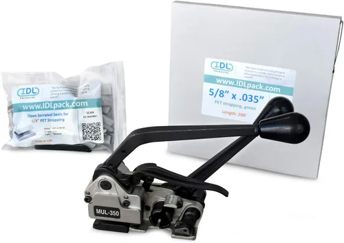 Miniatura 11 de IDL Packaging - PET-B-58-D Kit de flejado de poliéster de 5/8", estándar con dispensador - Todo lo que necesitas para atar un palet