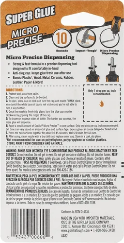 Miniatura 2 de Gorilla Pegamento Gorilla Micro Precise Super Glue-0.18 oz, 0.18 oz