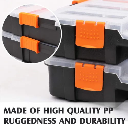 Miniatura 4 de MIXPOWER Juego de 2 organizadores de cajas de herramientas de 15 pulgadas, 20 divisores extraíbles, caja de plástico duradera, excelente