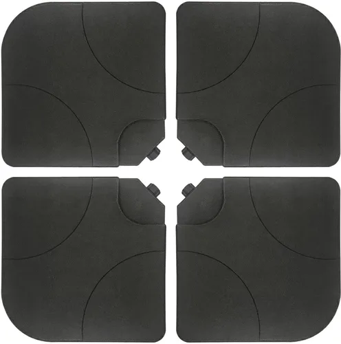 T&Jero Base de plástico resistente de 4 piezas para patio al aire libre, sombrilla voladiza, 260 libras con relleno de agua y arena, color negro