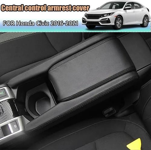 Miniatura 2 de Accesorios interiores personalizados para Honda 10th Civic/Hatchback 2016 2017 2018 2019 2020 2021, cubierta de cuero para consola central
