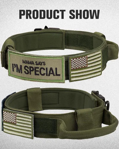 Miniatura 6 de Joytale Collar táctico para perro con asa, collar militar ajustable y resistente con 2 parches para entrenamiento, adecuado para perros medianos