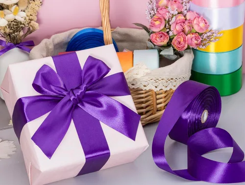 Miniatura 5 de YASEO Cinta de satén liso morado de 1 1/2 pulgadas, cinta de tela artesanal de 50 yardas para envolver regalos, ramos florales, decoración de fiesta