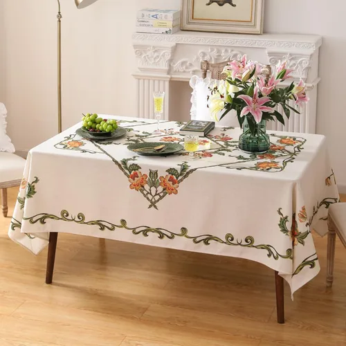 Miniatura 20 de patdrea - Mantel de lino floral, grueso, decorativo y francés para mesas rectangulares o cuadradas, para cocina y comedor, 55 x 79 pulgadas