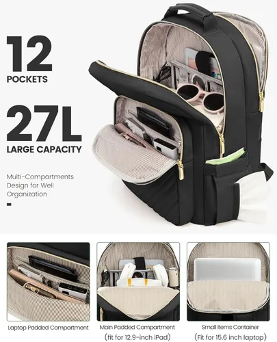 Miniatura 2 de LOVEVOOK Mochila bolso para laptop para mujeres, bolsas de computadora de trabajo y viaje, mochila escolar universitaria para estudiante chica