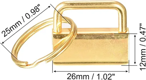 Miniatura 2 de uxcell 40 piezas de accesorios para llavero de 1.024 in/1 pulgada con llavero para correas de bolsa, pulseras, cordones, dorado oscuro