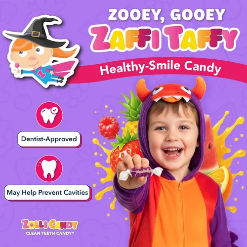 Miniatura 2 de Zollipops Zaffi Taffy de dientes limpios de Halloween, fruta natural, 10 onzas