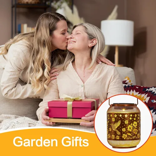 Miniatura 7 de Faroles solares para exteriores impermeables con diseño de colibrí para jardín, regalos de cumpleaños para mujeres, mamá, abuela, luces solares