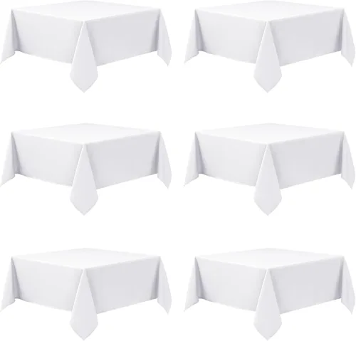 Miniatura 21 de Paquete de 6 manteles negros para mesas cuadradas, 54 x 54 pulgadas, tela de poliéster resistente a las manchas para mesas de 2 pies, manteles