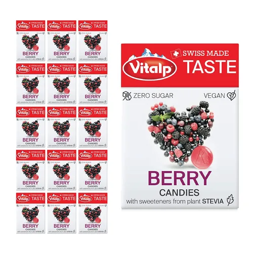 Miniatura 13 de Vitalp Taste, hecho en Suiza, caramelo duro sin azúcar con Stevia, vegano, sabor a caramelo cremoso, paquetes de 25g/0.88 onzas, 16 cajas