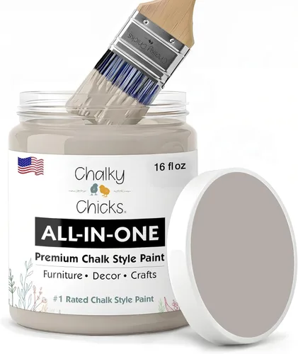 Miniatura 133 de Chalky Chicks - Pintura mate a la tiza, no requiere lijado, 4 onzas líquidas, color gris oscuro (Gun Metal Gray), para muebles, pintura sin Gris