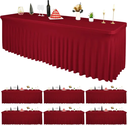 Miniatura 13 de 2 Packs Black Spandex Table Clothes for 6 Foot Rectangle Tables, Wrinkle Resistant Fitted Tables Cover, Washable Stretch Table Skirts for Weddings