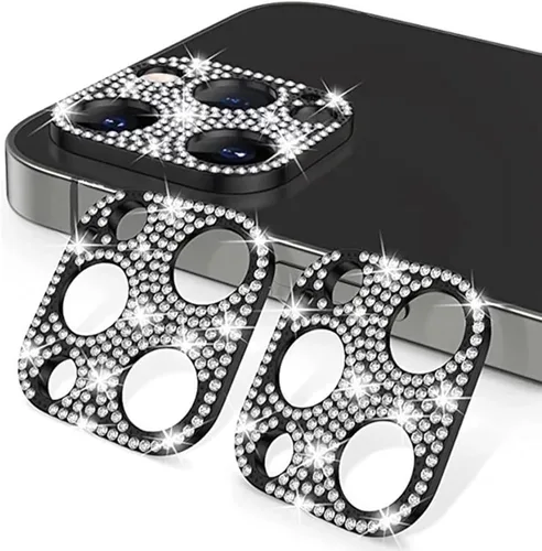 Miniatura 2 de Omio [Paquete de 2] para iPhone 12 Pro Max cubierta protectora de lente de cámara 3D Bling Diamond Lens Cover Glitter Diamond Lens Protector