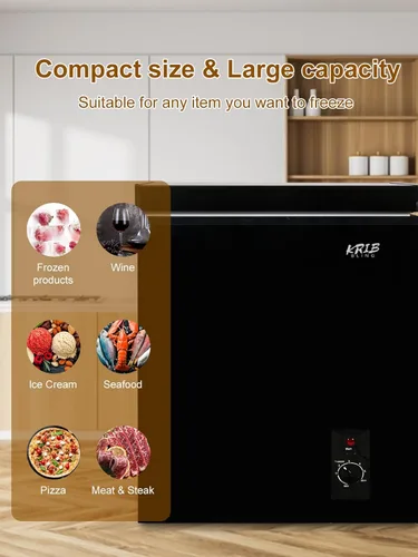 Miniatura 3 de Chest Freezer 7.0 cu.ft Mini Adjustable 7 Thermostat Compact Deep Freezer Top Door Low Noise with Removable Basket Black Negro