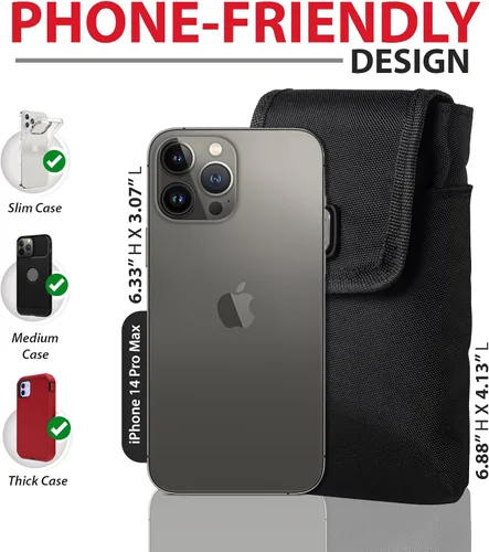 Miniatura 3 de Ranboo Funda de nailon para teléfono celular para cinturón, funda para teléfono con clip para cinturón para iPhone 17 Pro Max 16 Pro Max 15 Pro Max
