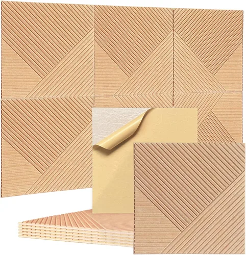 Miniatura 11 de Paquete de 6 paneles acústicos de pared, 47.2 x 23.6 x 0.4 pulgadas, autoadhesivos decorativos insonorizados, paneles de amortiguación de sonido