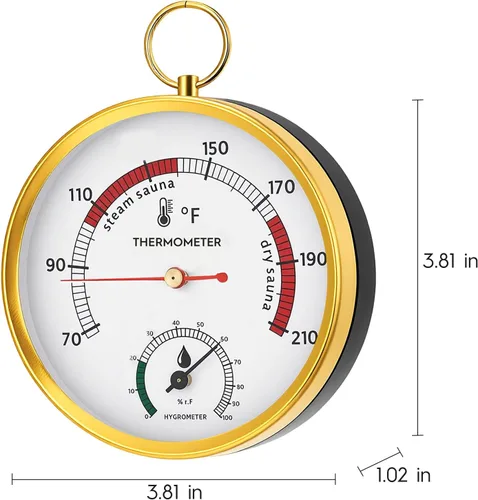 Miniatura 5 de Termómetro de sauna Fahrenheit e higrómetro 2 en 1, cordón mejorado montado para caja de sauna de vapor portátil para sauna de vapor, sauna