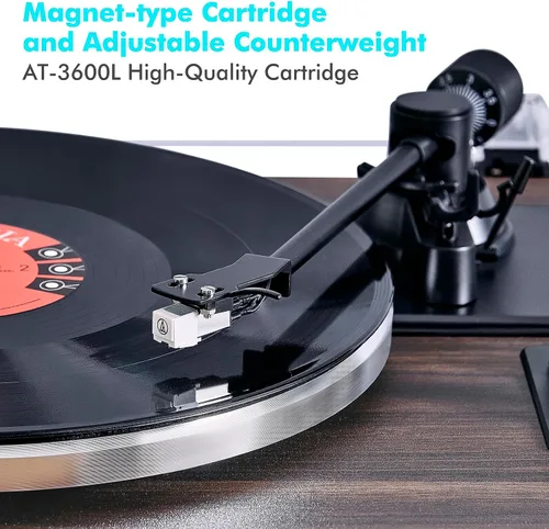 Miniatura 5 de Tocadiscos con altavoz, tocadiscos de vinilo con cartucho magnético para decoración del hogar y entretenimiento, tocadiscos de vinilo adecuado