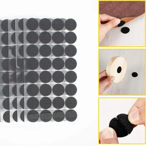 Miniatura 4 de DFYOUHOME® 128 pares de puntos autoadhesivos redondos de 1 pulgada de gancho y bucle con cinta adhesiva impermeable en la parte trasera de tira
