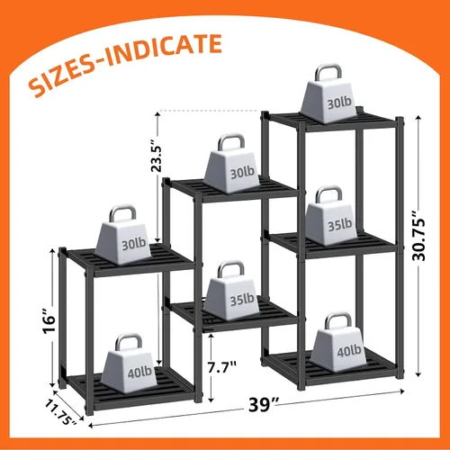 Miniatura 6 de Simple Trending Soporte para plantas para interiores y exteriores, de metal resistente, impermeable, de 7 niveles, para múltiples macetas de flores