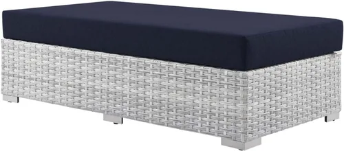 Miniatura 16 de Modway Convene - Otomana rectangular de mimbre para patio al aire libre, color gris claro