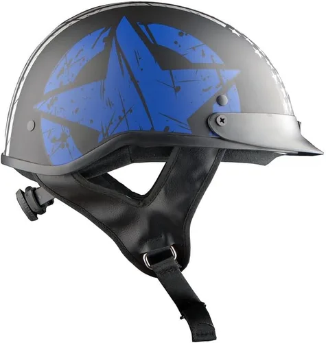 Miniatura 7 de 1Storm Casco de media cara para motocicleta, ciclomotor, scooter, piloto con visera ahumada interior retráctil, bandera azul + paquete de gafas