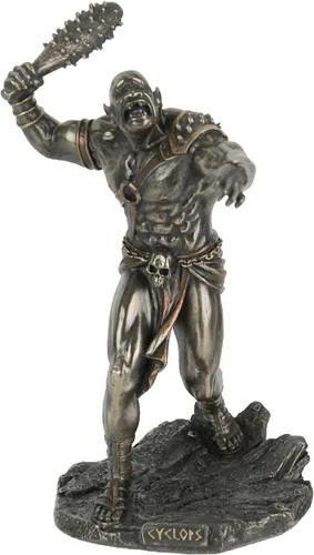Veronese Design 8 3/8" Cíclope que empuñaba el final del bronce de la escultura de la resina del club con púas