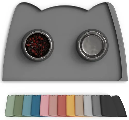 Miniatura 11 de OHMO - Tapete de silicona para comida para gatos, tapete de alimentación de mascotas para el piso, antideslizante e impermeable, bandeja para agua