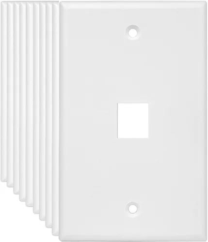 Miniatura 12 de ENERLITES Placa Keystone RJ45 de 1 puerto compatible con Cat7 Cat6 Cat5, para módulos multimedia de voz, datos y audio/video, 1 banda 4.50 x 2.76