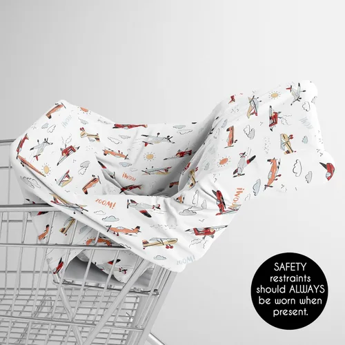 Miniatura 4 de Sweet Jojo Designs Funda de asiento de coche para bebé con diseño de avión, estilo vintage, silla alta para lactancia, carrito de compras