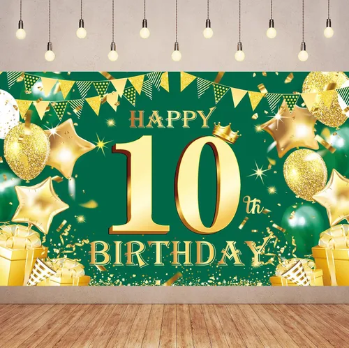 Miniatura 4 de Cartel de feliz cumpleaños número 100 de oro verde, 3.6 x 6 pies, montaje en pared, fiesta, cumpleaños