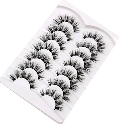 Miniatura 9 de Pooplunch - Pestañas postizas finas de visón sintético, estilo ojo de gato, naturales, cruzadas, tipo racimo, efecto 8D de volumen, tiras