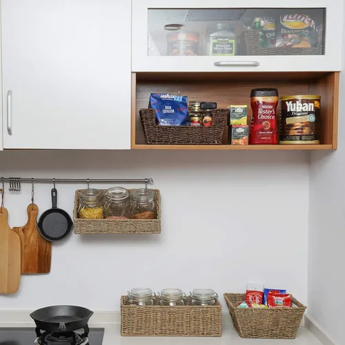 Miniatura 6 de StorageWorks Cestas de pared tejidas para almacenamiento, cestas de hierba marina para estante, almacenamiento de pared para cocina y baño, cestas