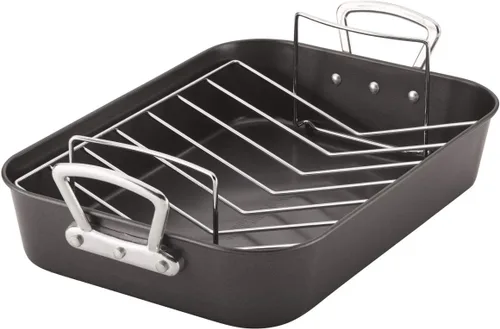 Miniatura 16 de Farberware Bakeware - Sartén antiadherente para asar con estante en U, 14.75 pulgadas x 10.75 pulgadas, color gris
